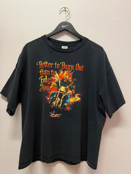 Better to Burn Out than to Fade Away Motorcycle T-Shirt Sz XXL