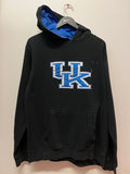 UK University of Kentucky Embroidered Black with Blue Hood Hoodie Sz L