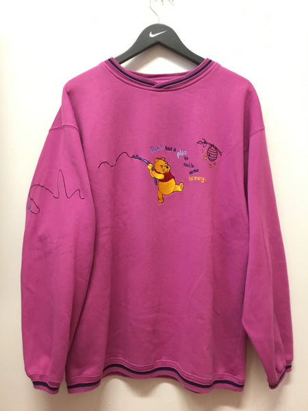 Disney Winnie the Pooh Pooh Had a Plan to Reel In Some Honey Embroidered Crewneck Sweatshirt Sz XL
