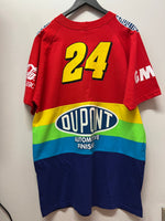 Vintage Jeff Gordon #24 NASCAR Striped Colorblock Front & Back Graphics T-Shirt Sz L