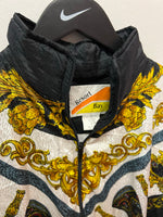 Vintage Baroque “Versace Style” Black & Gold Windbreaker Jacket Sz M