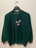 Mickey & Co Embroidered Green Fleece Crewneck Sweatshirt Sz M
