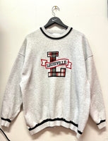 Vintage University of Louisville Plaid Embroidered Sweatshirt Sz XXL