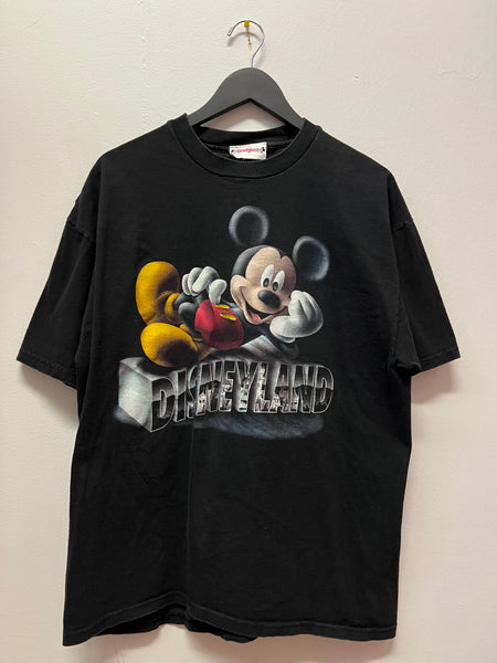 Vintage Mickey Disneyland Large Graphics Black T-Shirt Sz XL