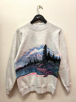 Vintage Lake Alamor California Mountain Front & Back Graphics Crewneck Sweatshirt Sz L