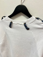 Vintage Custom Made White Crewneck Sweatshirt with Jeans Appliqués Sz M