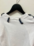 Vintage Custom Made White Crewneck Sweatshirt with Jeans Appliqués Sz M