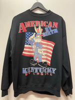Vintage Bugs Bunny American Flag University of Kentucky American by Birth Kentucky by Choice Black Crewneck Sweatshirt Sz XL