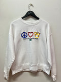 The Disney Store Peace, Love & Mickey Mouse Embroidered Crewneck Sweatshirt Sz L
